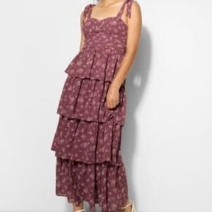 wild fable Mauve Floral Tiered Maxi Dress
